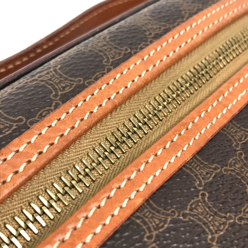 CELINE Macadam Makeup Pouch, Cosmetic Bag, Handbag, Vanity Bag, Leather/PVC, Women's, Brown