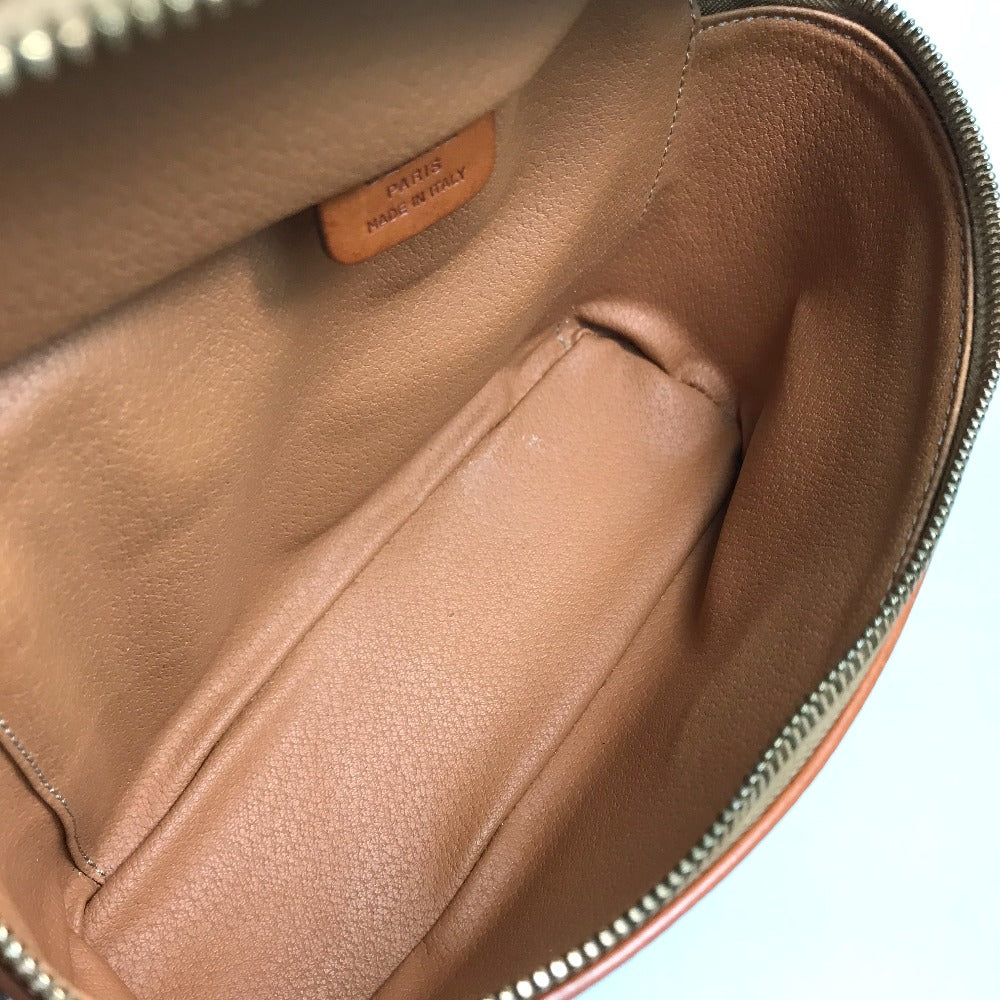 CELINE Macadam Makeup Pouch, Cosmetic Bag, Handbag, Vanity Bag, Leather/PVC, Women's, Brown