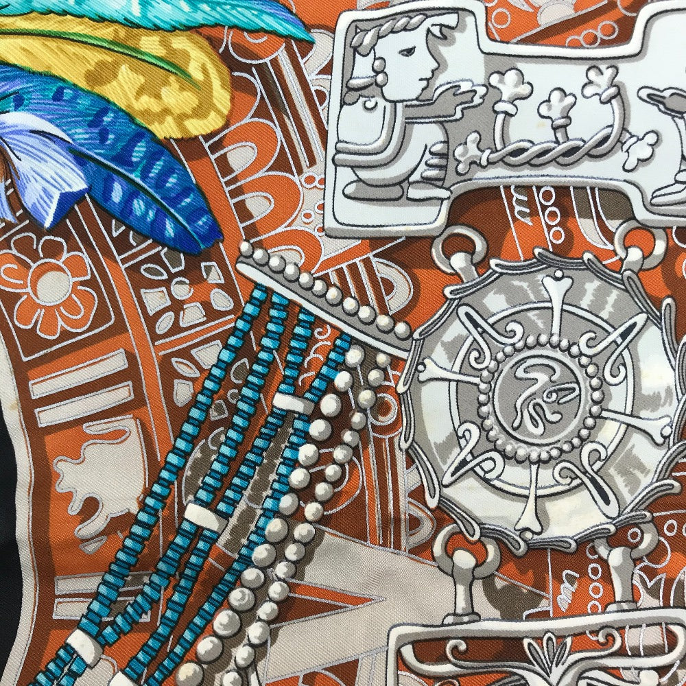 HERMES Carré 90 Great Buddha Carnival Scarf Silk Women's Black/Multicolor
