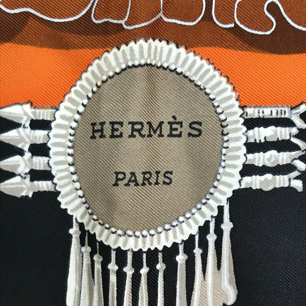 HERMES Carré 90 Great Buddha Carnival Scarf Silk Women's Black/Multicolor