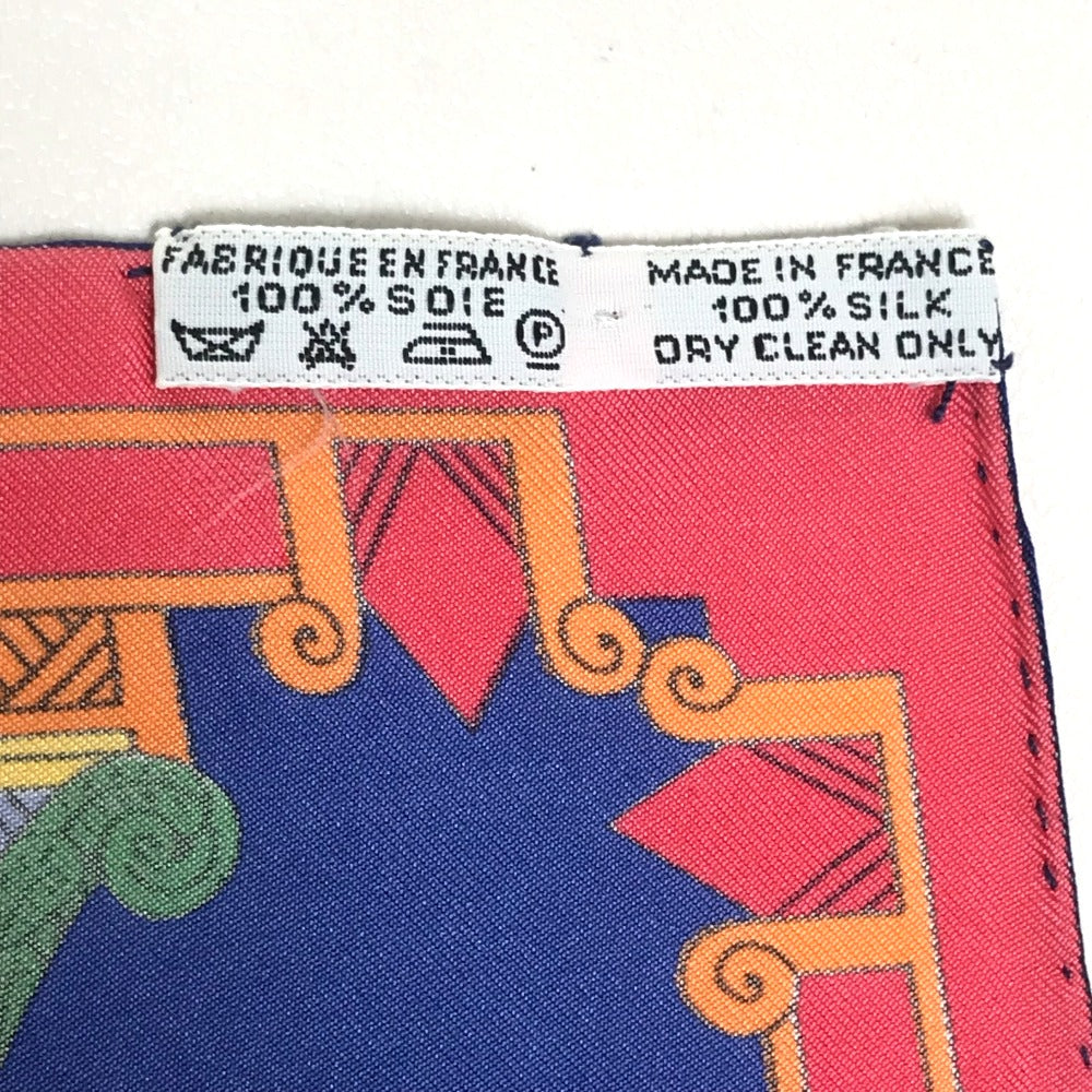 HERMES Carre 90 ASTRES et SOLEILS Ethnic Scarf Silk Women's Blue x Red x White