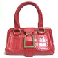 CELINE Embossed Leather Belt Handbag, Women's, Red
