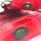 CELINE Embossed Leather Belt Handbag, Women's, Red