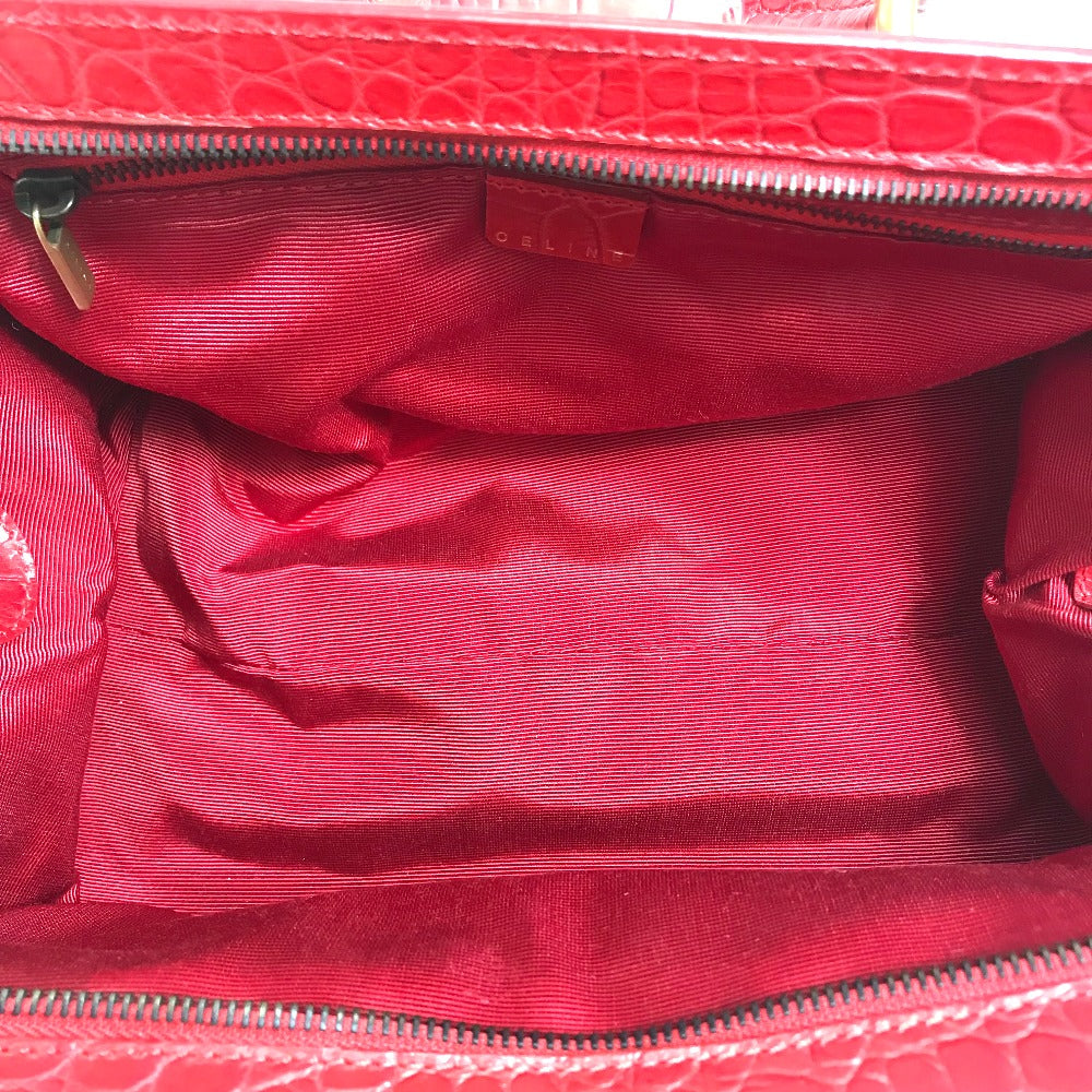 CELINE Embossed Leather Belt Handbag, Women's, Red