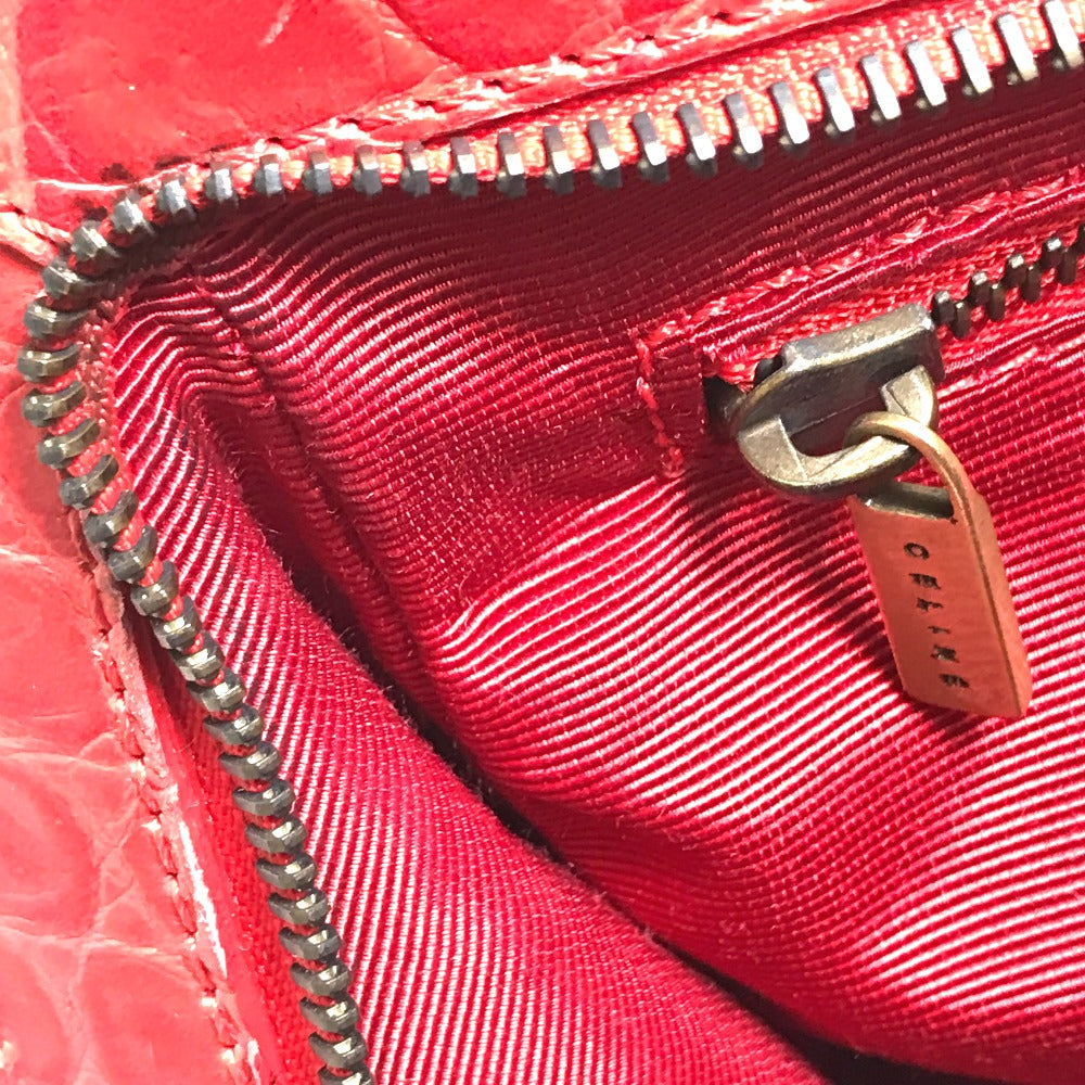 CELINE Embossed Leather Belt Handbag, Women's, Red