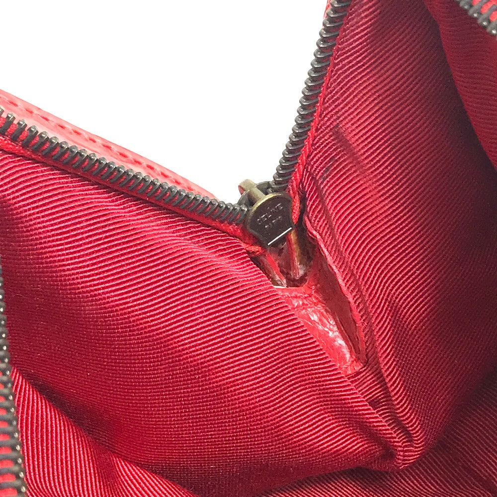 CELINE Embossed Leather Belt Handbag, Women's, Red