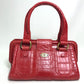 CELINE Embossed Leather Belt Handbag, Women's, Red