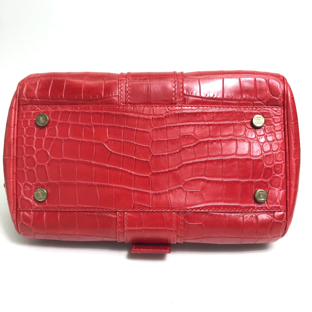 CELINE Embossed Leather Belt Handbag, Women's, Red
