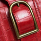 CELINE Embossed Leather Belt Handbag, Women's, Red