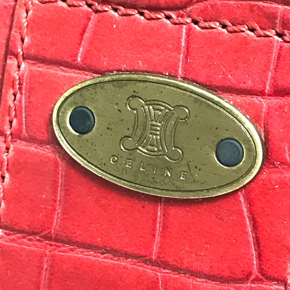 CELINE Embossed Leather Belt Handbag, Women's, Red