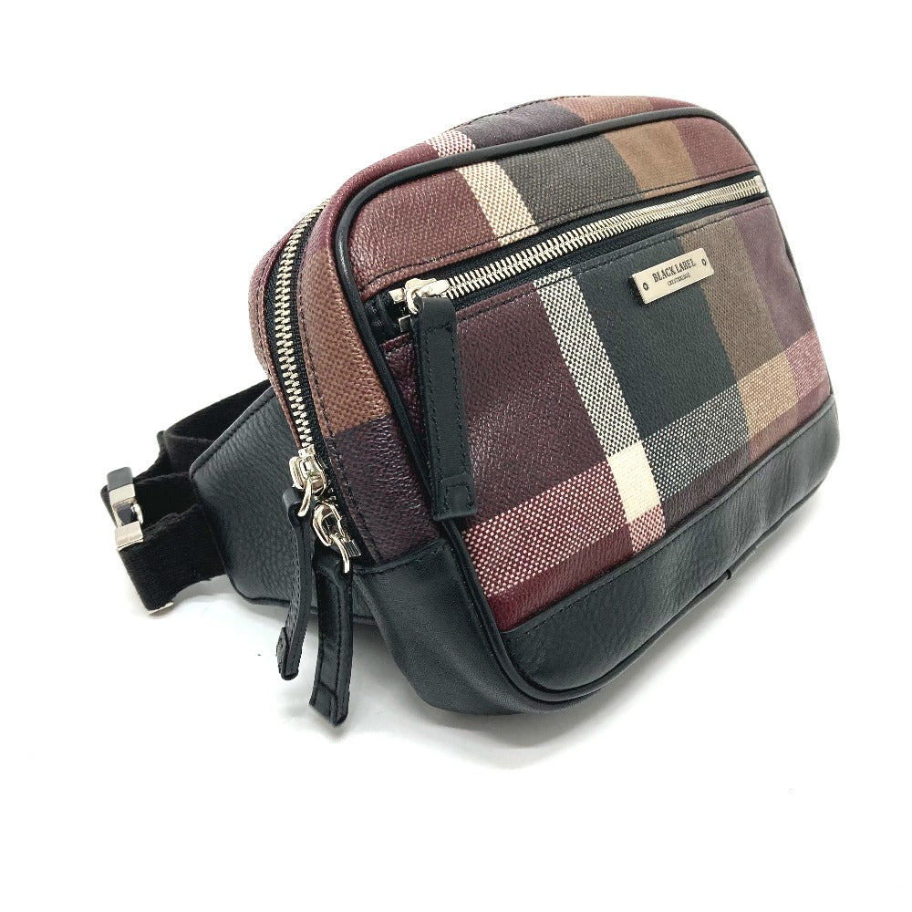 BLACK LABEL CRESTBRIDGE Logo Plate Bag, Waist Pouch, Body Bag, Leather/PVC, Men's, Bordeaux x Black
