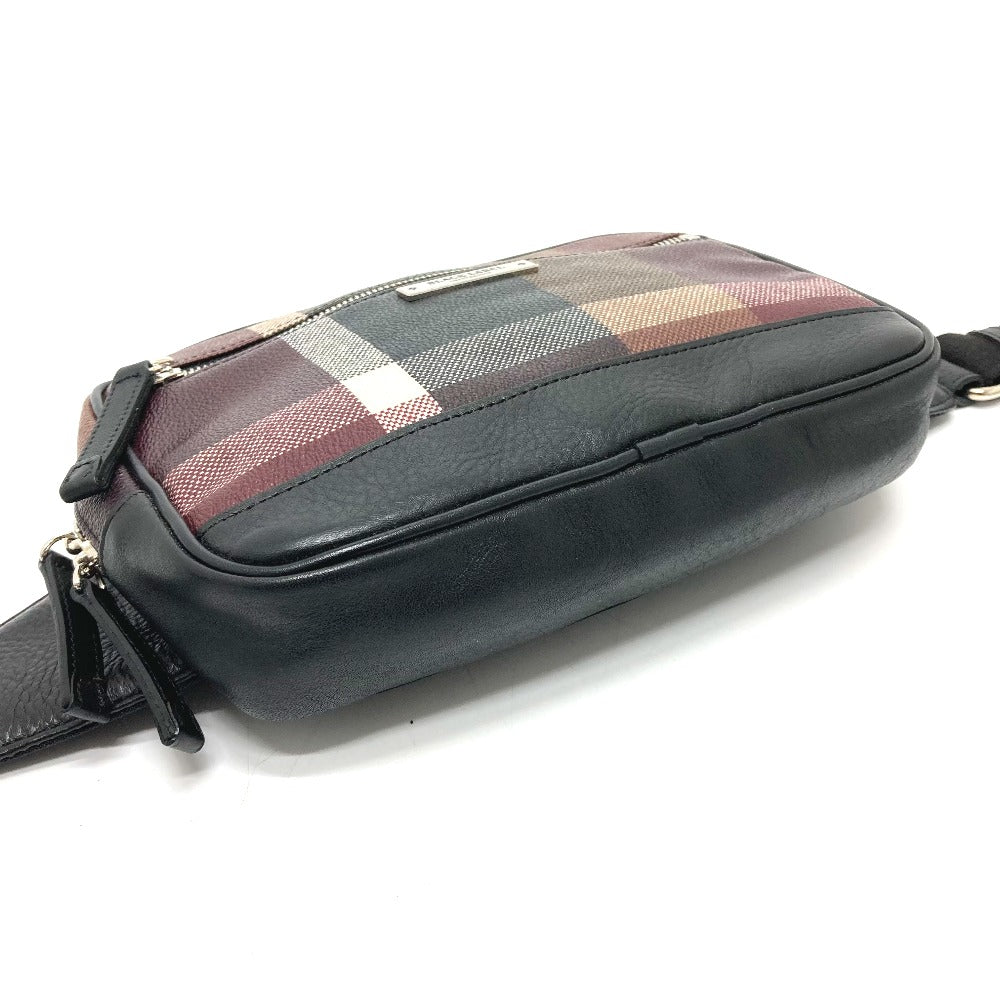 BLACK LABEL CRESTBRIDGE Logo Plate Bag, Waist Pouch, Body Bag, Leather/PVC, Men's, Bordeaux x Black