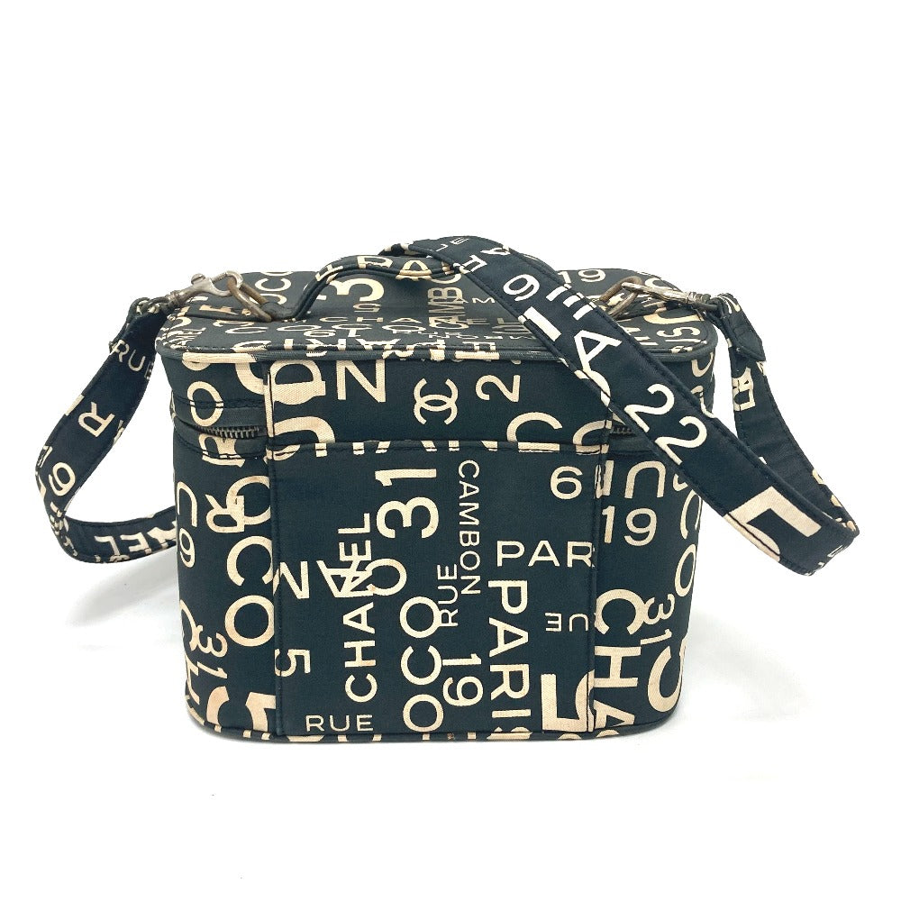 CHANEL バイシーライン ロゴ バニティバッグ バッグ カバン コスメバッグ 2WAY ショルダーバッグ ハンドバッグ コットンキャンバス レディース ブラック
