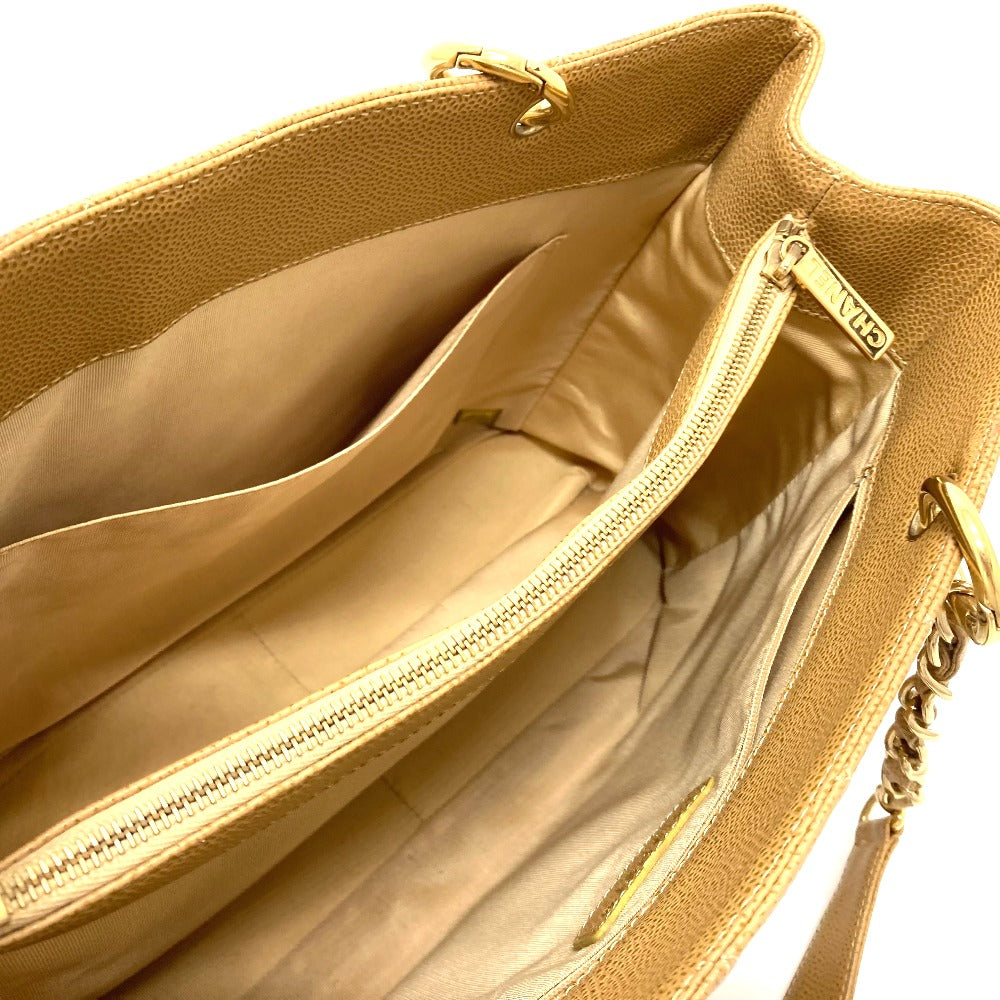 CHANEL A50995 CC ココマーク マトラッセ  カバン GSTトート チェーン ショルダーバッグ トートバッグ キャビアスキン レディース ベージュ - brandshop-reference