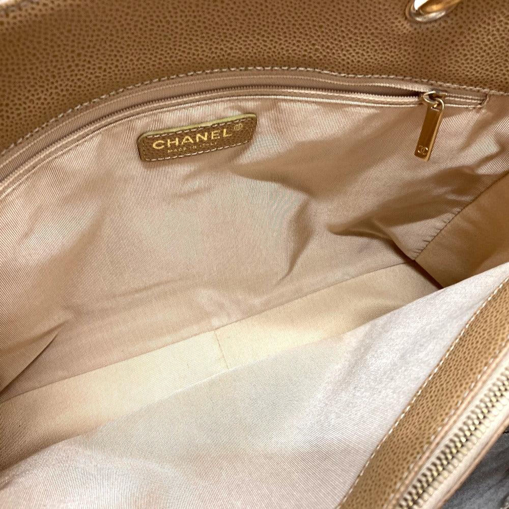 CHANEL A50995 CC ココマーク マトラッセ  カバン GSTトート チェーン ショルダーバッグ トートバッグ キャビアスキン レディース ベージュ - brandshop-reference