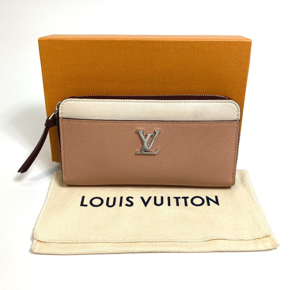 LOUIS VUITTON M67540 Zippy Lock Me Long Wallet Leather Women's Rose Sowa Quartz Orange Beige