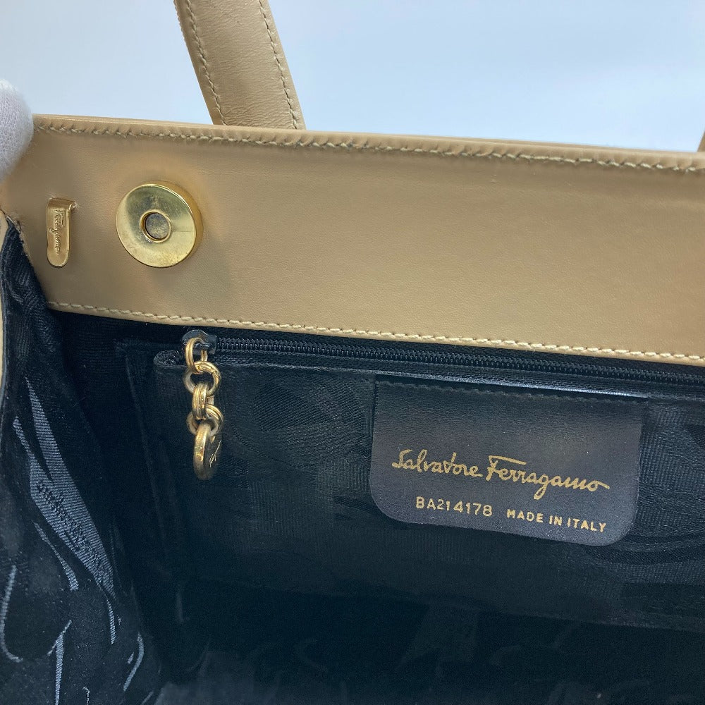Salvatore Ferragamo BA214178 Vara Ribbon Bag, 2-Way Shoulder/Handbag, Leather, Women's, Beige