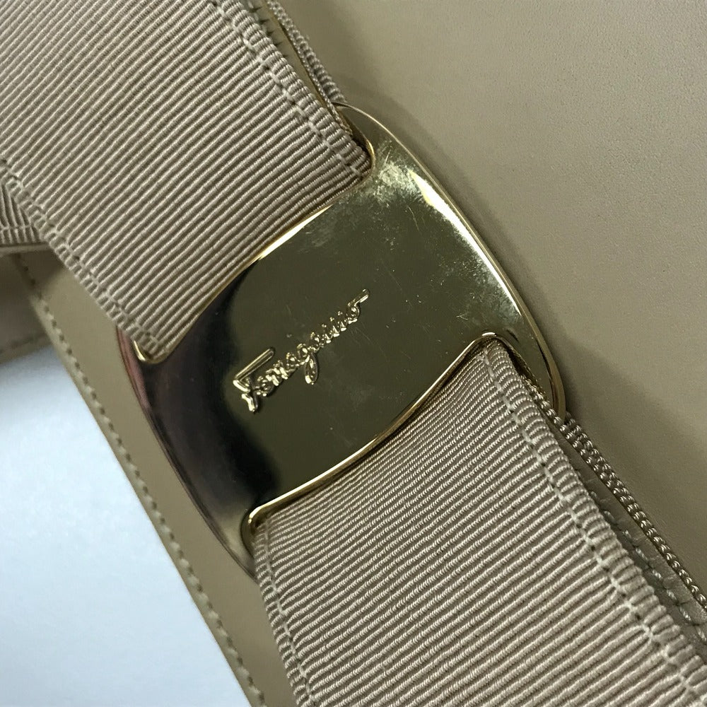 Salvatore Ferragamo BA214178 Vara Ribbon Bag, 2-Way Shoulder/Handbag, Leather, Women's, Beige