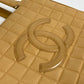 CHANEL A17809 CC Coco Mark Chocolate Bar Bag, Semi-Shoulder Handbag, Shoulder Tote Bag, Calfskin, Women's, Beige