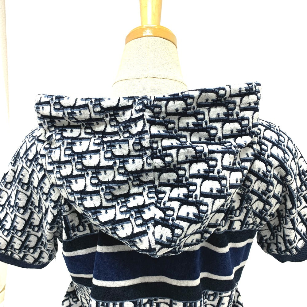 Dior 123R02A4022 オブリーク フリースショートドレス パーカー フード付き ワンピース コットン レディース ネイビー