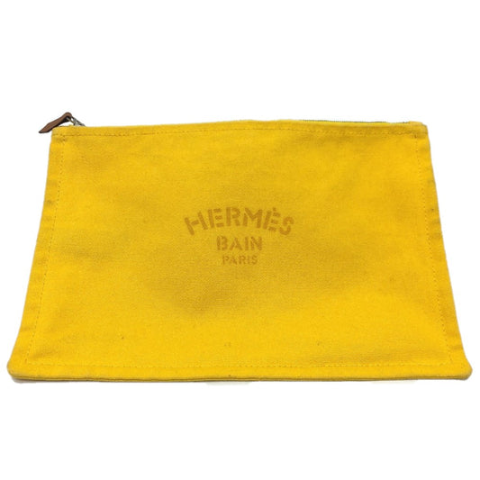 HERMES New Yachting Pouch GM Canvas Pouch Women's Yellow