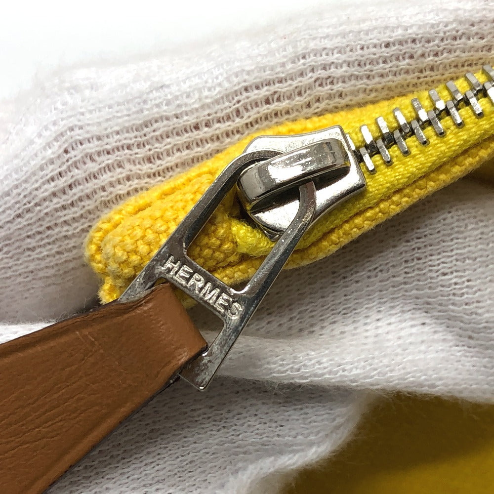HERMES New Yachting Pouch GM Canvas Pouch Women's Yellow