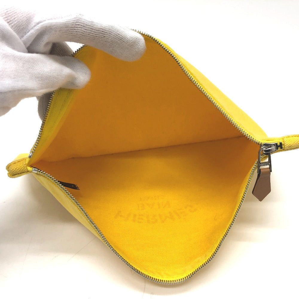 HERMES New Yachting Pouch GM Canvas Pouch Women's Yellow