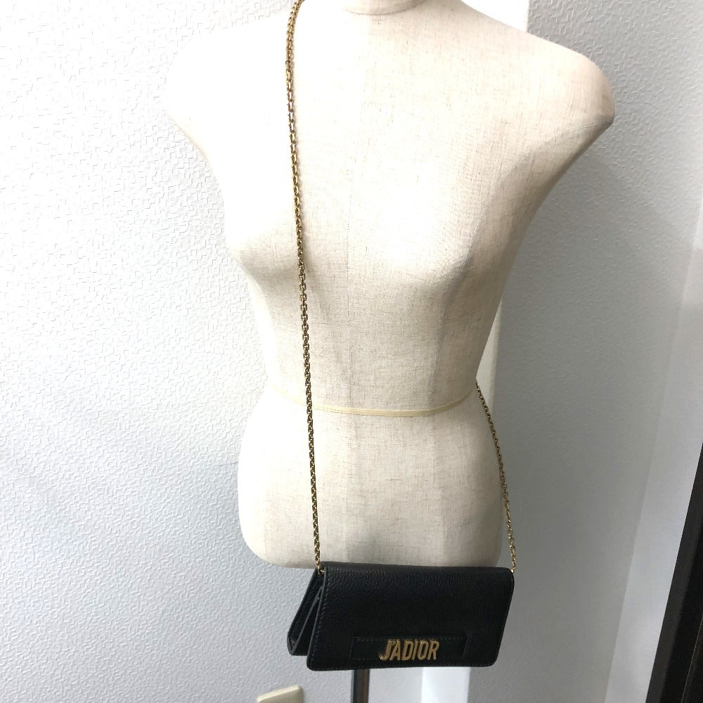 Dior ロゴ/斜め掛け JADIOR カバン チェーンウォレット ショルダーバッグ レザー レディース ブラック - brandshop-reference