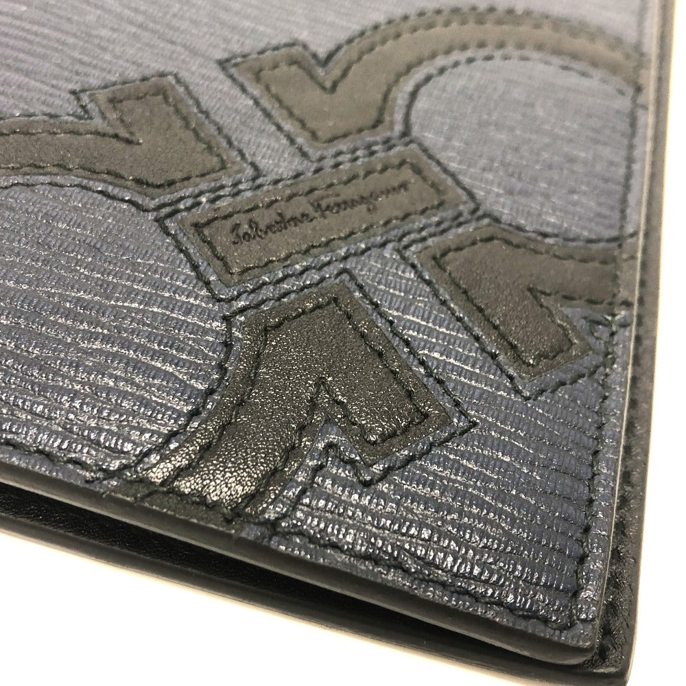 Salvatore Ferragamo ガンチーニ 札入れ 財布 長財布 レザー メンズ ネイビー