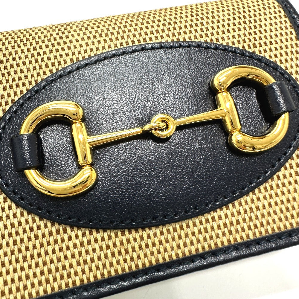 GUCCI 621887 ホースビット コンパクトウォレット 3つ折り財布 キャンバス/レザー レディース ベージュ - brandshop-reference