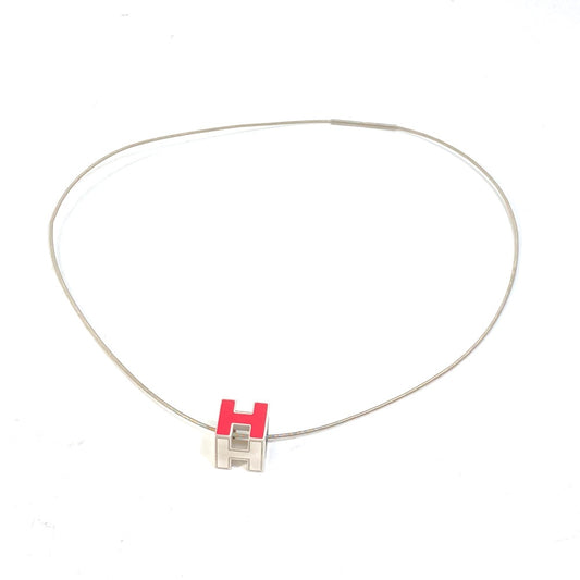 HERMES H Cube Cage d'Ache Pendant Necklace, Women's, Silver