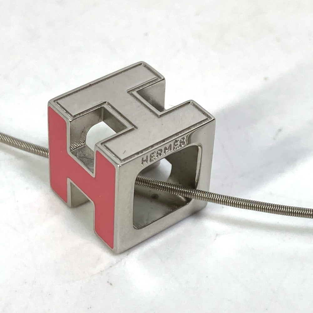 HERMES H Cube Cage d'Ache Pendant Necklace, Women's, Silver