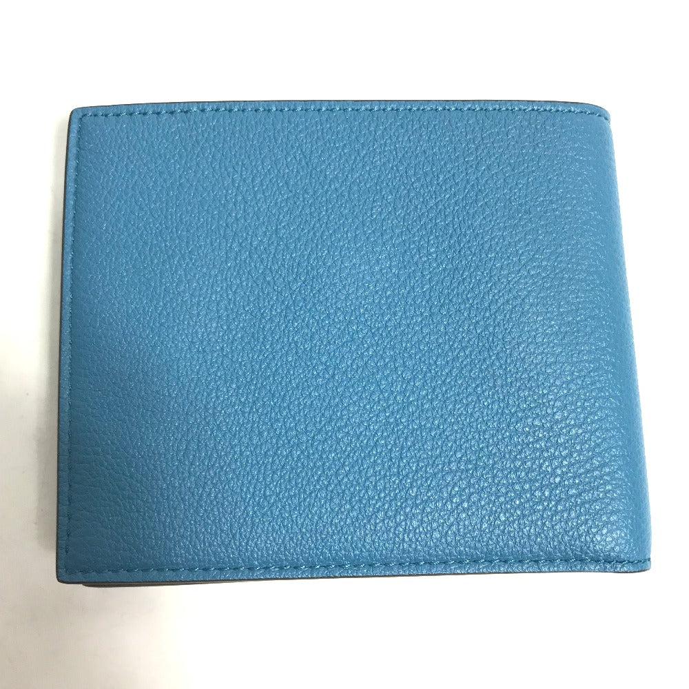 GUCCI 658681 Logo Wallet Compact Wallet Bifold Leather Men's Blue