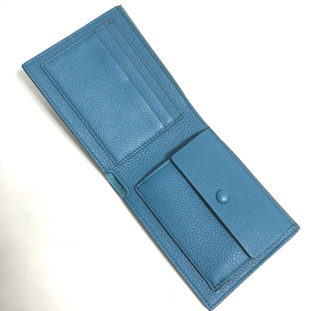 GUCCI 658681 Logo Wallet Compact Wallet Bifold Leather Men's Blue