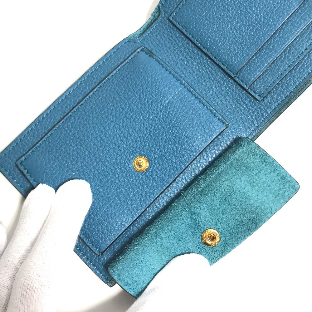 GUCCI 658681 Logo Wallet Compact Wallet Bifold Leather Men's Blue