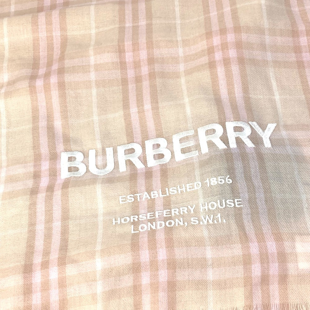 BURBERRY 8011095 Check Logo Stole/Shawl/Fringe Scarf/Cashmere Women's Pink/Beige