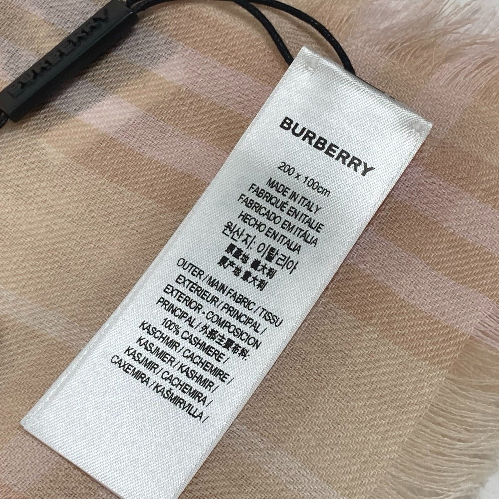 BURBERRY 8011095 Check Logo Stole/Shawl/Fringe Scarf/Cashmere Women's Pink/Beige