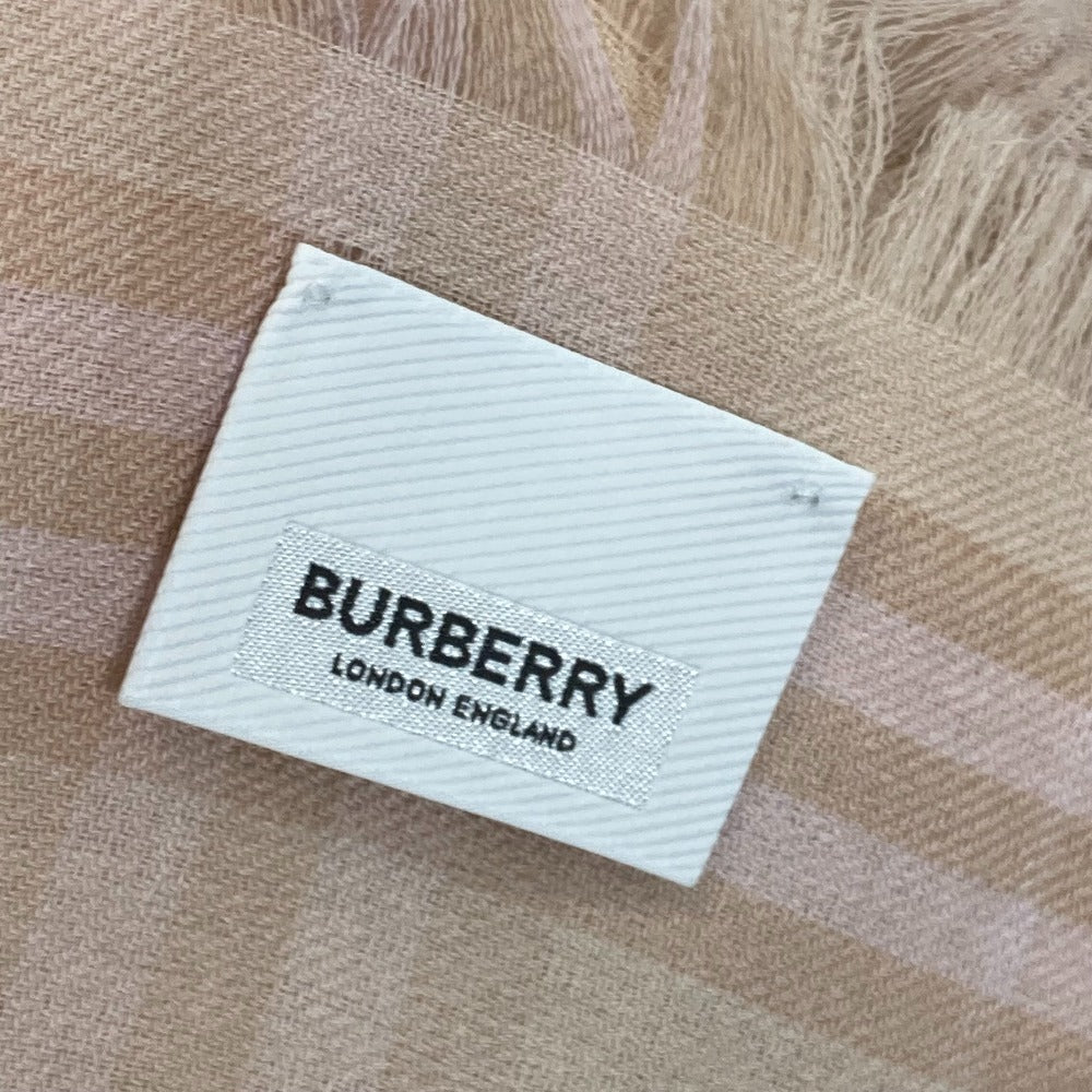 BURBERRY 8011095 Check Logo Stole/Shawl/Fringe Scarf/Cashmere Women's Pink/Beige