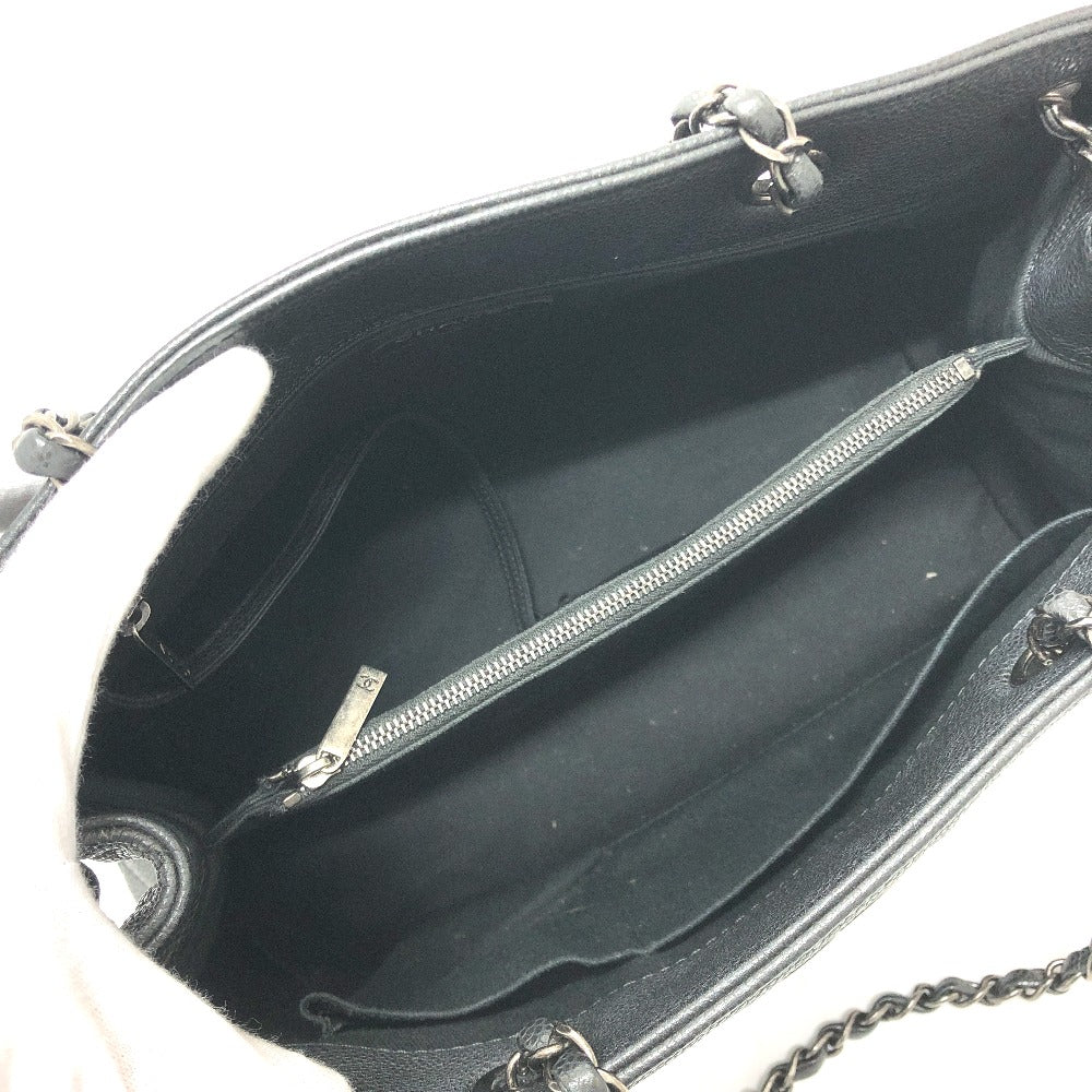 CHANEL CC ココマーク トートバッグ チェーンバッグ カバン ハンドバッグ ショルダーバッグ キャビアスキン レディース グレー - brandshop-reference