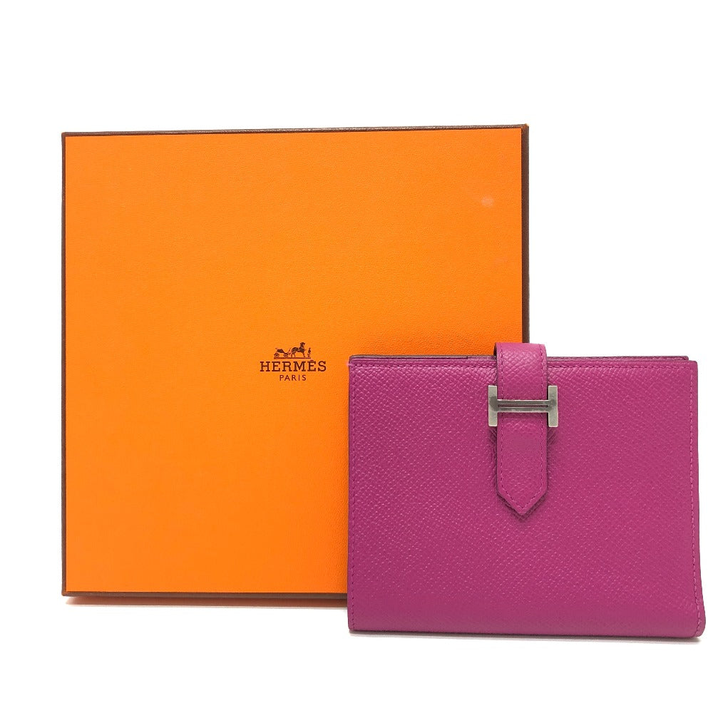 HERMES H金具 ベアン コンパクト ウォレット 2つ折り財布 ヴォーエプソン レディース ローズパープル パープル - brandshop-reference
