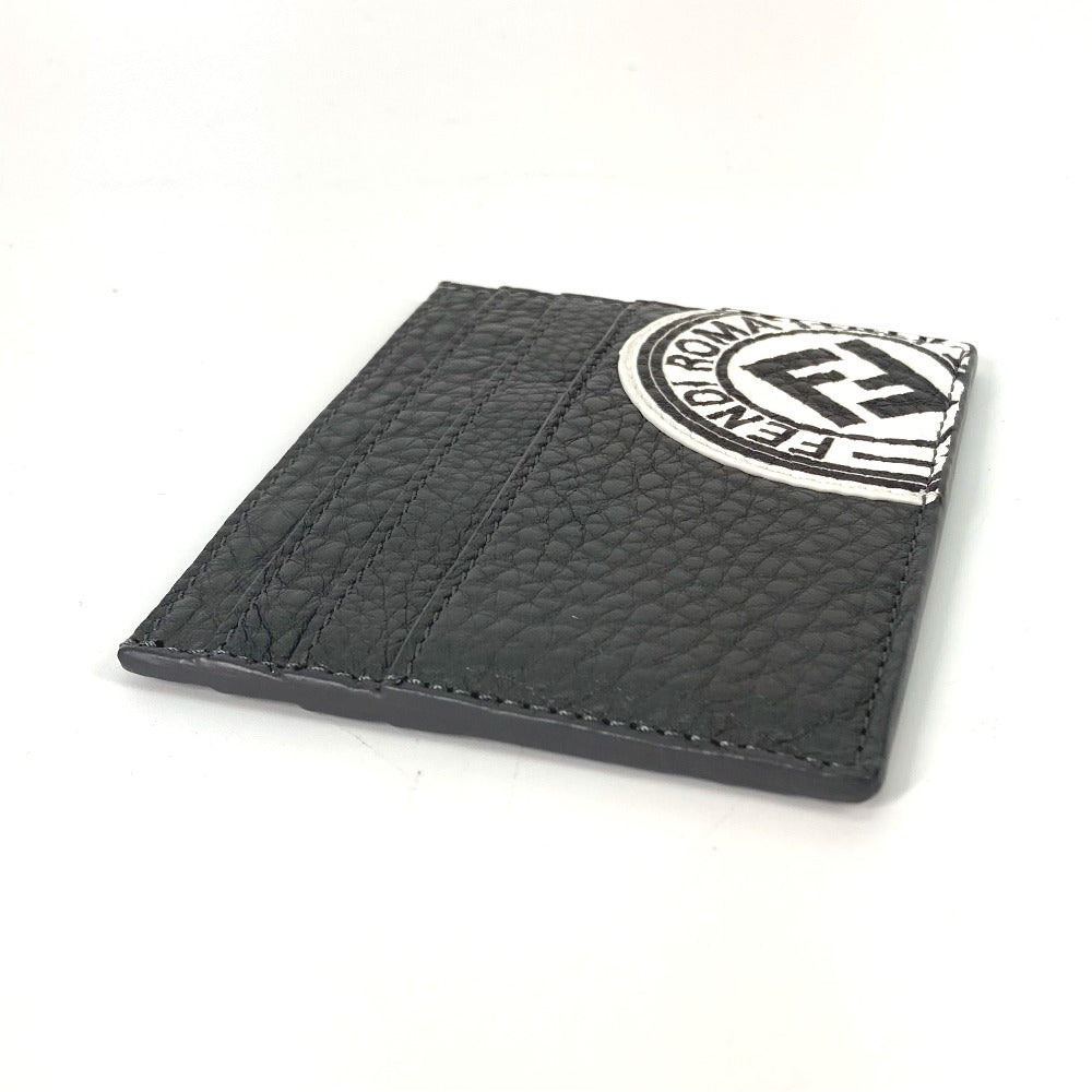 FENDI 7M0164 Logo Two-Tone Business Card Case, Pass Case, Leather, Men's, Gray