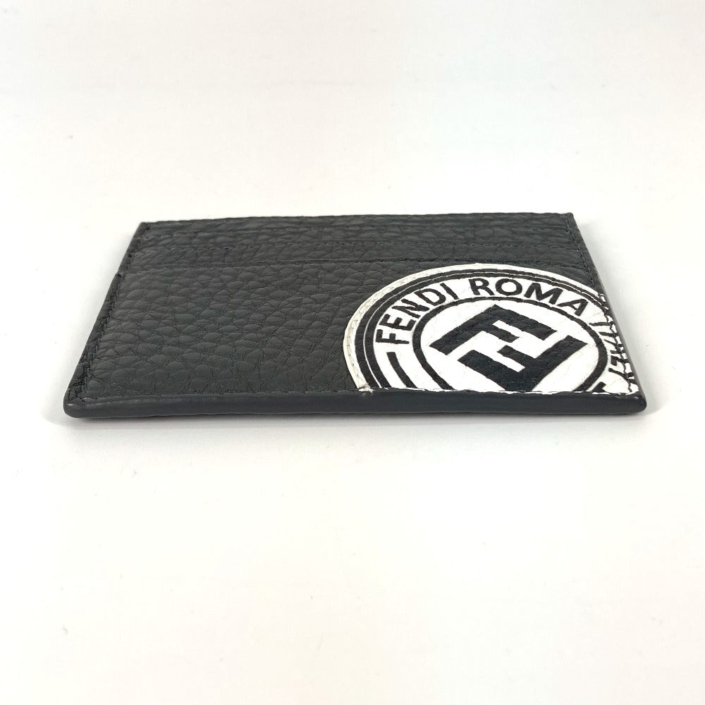 FENDI 7M0164 Logo Two-Tone Business Card Case, Pass Case, Leather, Men's, Gray
