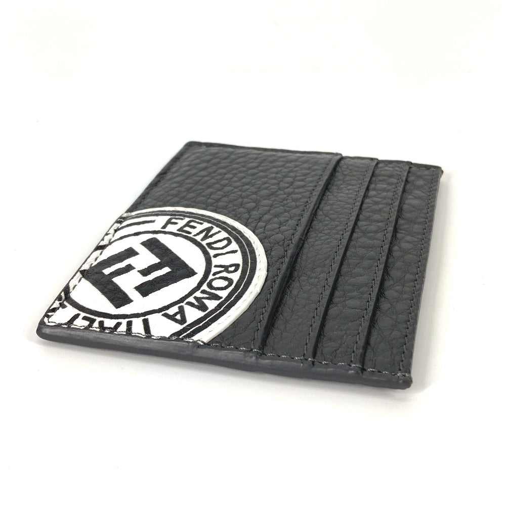 FENDI 7M0164 Logo Two-Tone Business Card Case, Pass Case, Leather, Men's, Gray