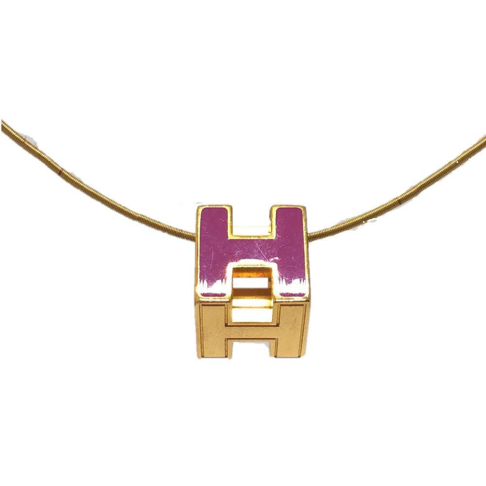 HERMES H Cube Carage d'Ash Lacquer Necklace for Women, Purple