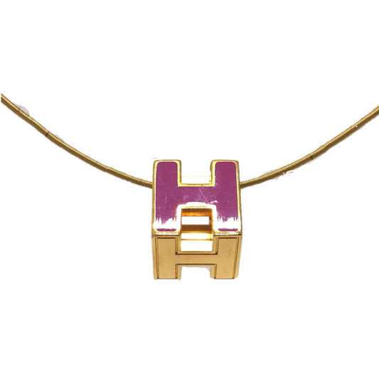 HERMES H Cube Carage d'Ash Lacquer Necklace for Women, Purple