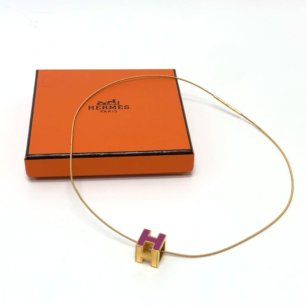 HERMES H Cube Carage d'Ash Lacquer Necklace for Women, Purple