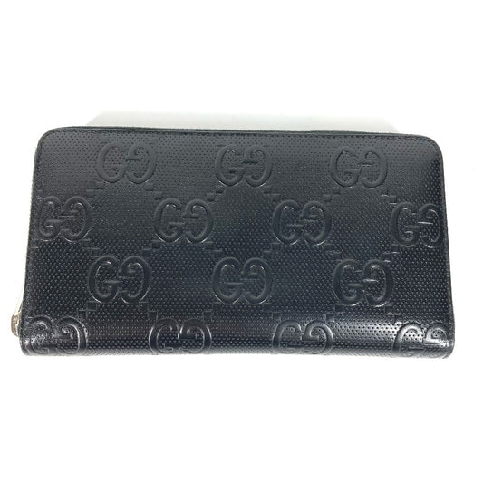 GUCCI 625563 GG Embossed Long Wallet, Travel Case Organizer, Round Zipper Wallet, Long Wallet, Leather, Men's, Black