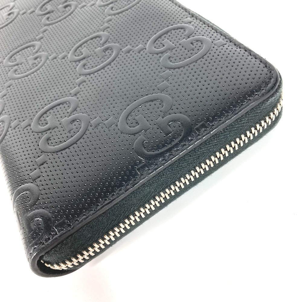 GUCCI 625563 GG Embossed Long Wallet, Travel Case Organizer, Round Zipper Wallet, Long Wallet, Leather, Men's, Black