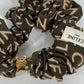 CELINE Triomphe Logo Hair Accessory, Silk Scrunchie, Khaki, Women's