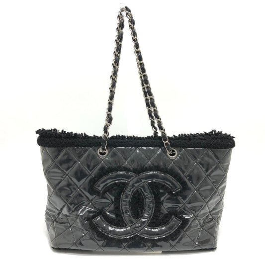 CHANEL A47155 W Cadena Funny Tweed Matelasse CC Coco Mark Bolso con cadena Bolso de hombro Bolso de hombro Bolso de mano Vinilo Mujer Negro